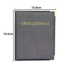 Álbum de colección de monedas de gran capacidad de 480 piezas, libro de almacenamiento de monedas conmemorativas con carpeta de hojas sueltas - Negro - Ver 5