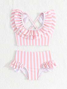 New Arrival Fashion Baby & Baby GirlLeopard Print Ruffle Trim 2-Piece Bikini Set - Pink - View 6