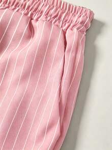 Manfinity Hypemode Men's Striped Letter Print Zip-Up Jacket And Casual Drawstring Waist Long Pants Set - Baby Pink - View 3