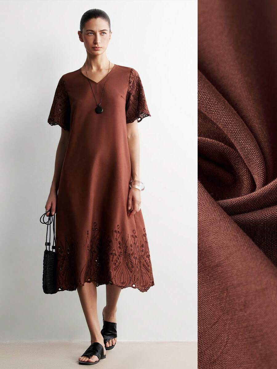SHEIN Stylify Vestido largo sin mangas de unicolor con cuello en V para mujer