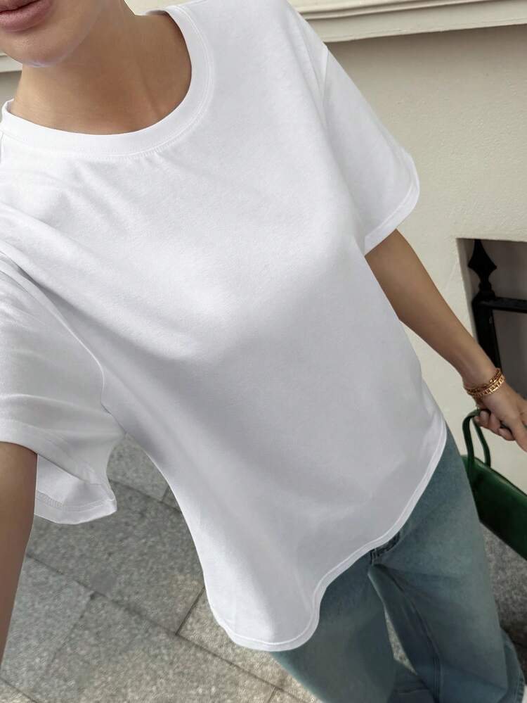 Women's White Backless Tie Loose T-Shirt