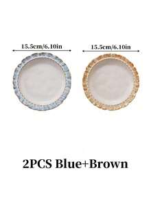 1pc/2pcs Ceramic Floral Edge Bone China Plate, French Vintage Style Dessert Plate, Fruit Plate, Cake Plate, Home Dining Tableware - Multicolor - View 14