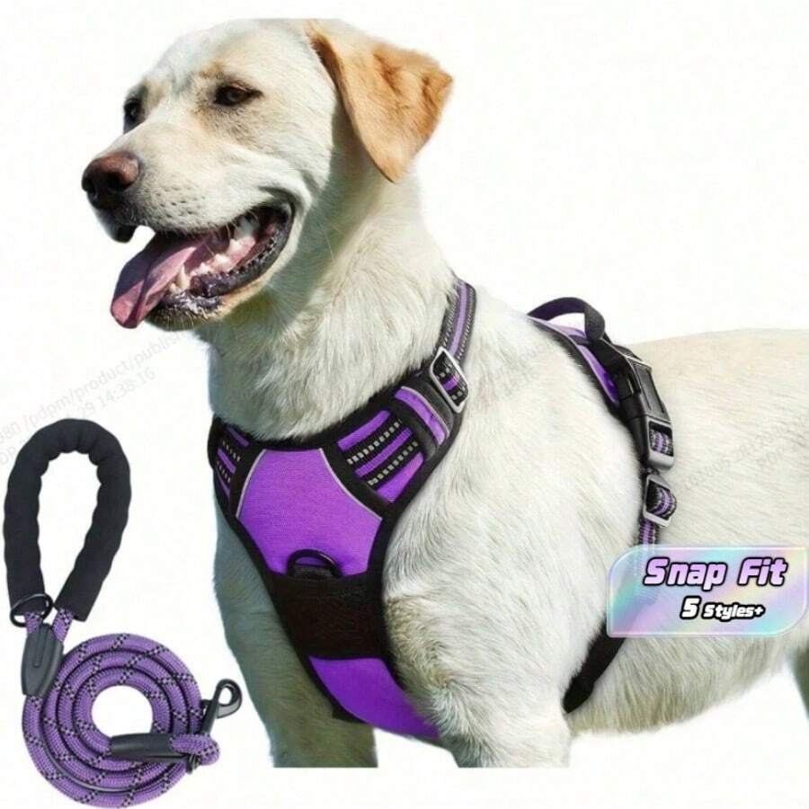 2pcs Reflective Dog Harness And 1.5m Leash Set, Breathable Pet Chest Strap Harness Suitable For Small/Medium/Large Dogs And Cats, Puppy Chest Strap And Leash Accessory Set