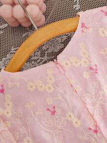 SHEIN Elladie kids 少女碎花蕾丝圆领连衣裙 - 彩色 - 查看 7