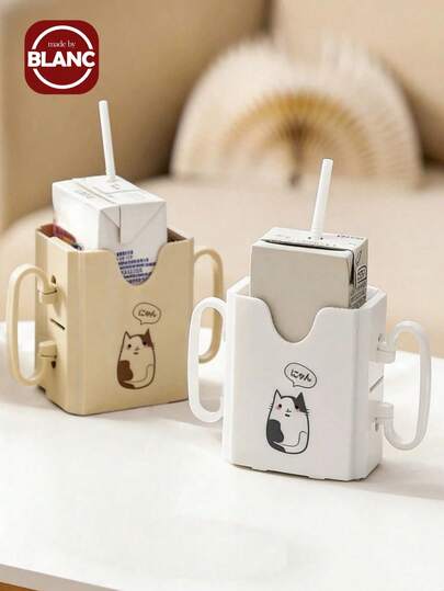 Madebyblanc Giá đỡ cốc sữa trẻ em chống bóp, chống bỏng, chống rò rỉ, có thể điều chỉnh, chống tràn, có thể kéo giãn và điều chỉnh tự do để tránh bóp nghẹt, kiểu dáng tối giản hiện đại, phù hợp với nhiều loại hộp đựng khác nhau, thiết kế tay cầm kép giúp lấy ra ổn định hơn, thiết kế gấp gọn để dễ dàng cất giữ, chất liệu cao cấp không mùi, họa tiết dễ thương mà bé không thể rời tay, vật dụng thiết yếu trong gia đình.