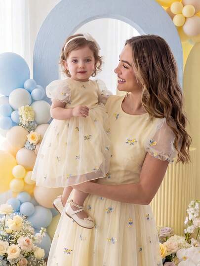 Glamorique Kids Đầm ngắn tay màu sâm panh nhạt cho bé gái, chân váy voan mềm mại với họa tiết thêu hoa, thích hợp cho lễ tốt nghiệp, dạ hội, tiệc sinh nhật, đám cưới, mùa hè, đầm công chúa ngọt ngào và dễ thương, biểu diễn sân khấu, mặc hàng ngày, chụp ảnh.