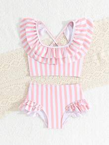 New Arrival Fashion Baby & Baby GirlLeopard Print Ruffle Trim 2-Piece Bikini Set - Pink - View 8