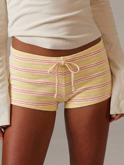 Athîral Women's Drawstring Waist Striped Patchwork Casual Versatile Daily Wear Shorts
