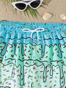 SHEIN Quần short đi biển dành cho bé trai tuổi teen, in chữ, cạp chun. - Nhiều màu - Xem 3