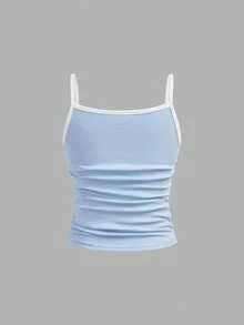 Bộ 2 áo croptop dệt kim đen trắng dáng ôm, nhún bèo, bất đối xứng cho bé gái tuổi teen, mua 1 tặng 1. - Nhiều màu - Xem 6