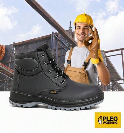 Bota de Trabajo Pleg Working En Piel Genuina Con Casco De Acero