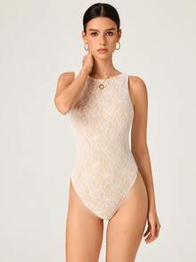 SHEIN BASICS Bodys para mujer - Blanco - Ver 5