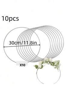 1/5/10 pièces Cerceau floral en métal pour centre de table, anneau de couronne argenté avec supports de support blancs, cerceau floral macramé pour décorations maison DIY et décor de table de mariage, cadeaux pour anniversaire et remise de diplôme - Multicolore - Voir 9