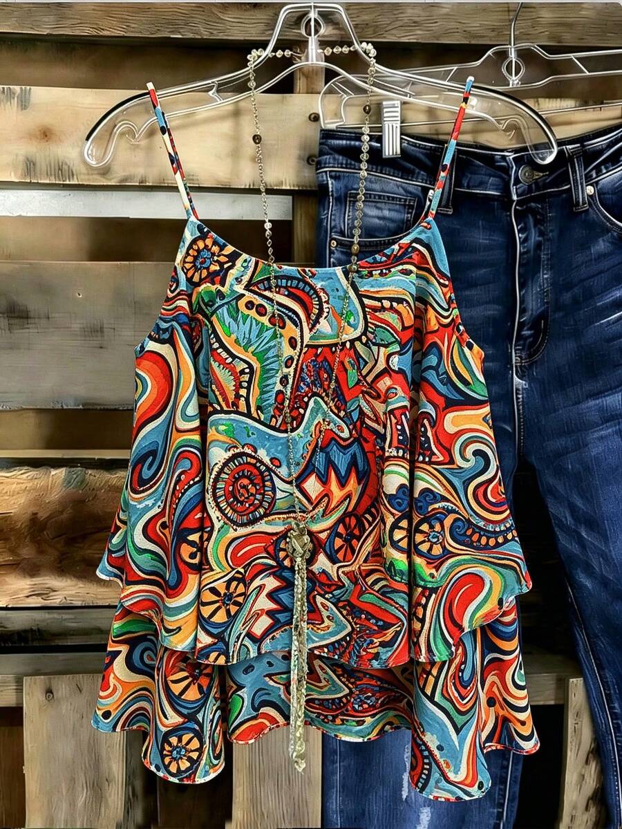 Linhara Camiseta sin mangas de tiras finas de unicolor, estilo vintage, versátil y casual para uso diario, talla grande - Multicolor - Ver 1