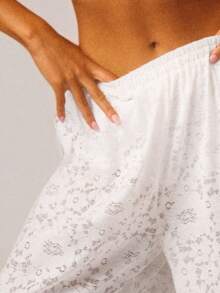 Aralina Summer Women's Fully Unlined Sheer Full Lace Cute Going Out Party Or Beach Ballon Pant - White - View 4