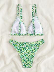 Swim Mod Bộ đồ bơi 2 mảnh nữ Xuân/Hè 2026, thời trang tươi mát, ngọt ngào, màu xanh lá cây nhạt với họa tiết hoa nhí, thích hợp cho chụp ảnh spa, nghỉ dưỡng hoặc đi biển. - Nhiều màu - Xem 6