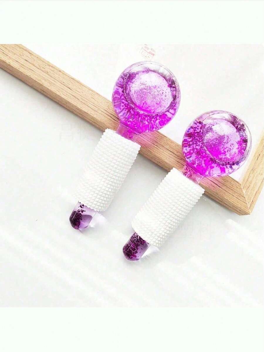 1 peça, 2 peças, Dois Tamanhos Disponíveis, Bola de Onda de Gelo, Bola de Energia de Onda de Gelo de Beleza, Eficácia: Melhora o Firmamento da Pele, Anti-Envelhecimento, Sorvete Facial, Alergia Facial Diária, Vermelhidão, Febre, Acalmante, Aparência: Bola Flash Roxa, Beleza, Produtos de Cuidados com a Pele, Spa, Autocuidado, Ferramentas de Cuidados com a Pele, Cuidados Faciais, Suprimentos de Esteticista, Massagem, Ferramenta de Massagem Facial, Rolo Facial, Rolo de Gelo, Rolo de Gelo Facial - Malva - Visão 1