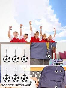 SHEIN 20pcs Football Shaped Keychain Decoration Set Valentine's Day, Valentine's Day Wedding, Birthday, Wedding Supplies, Keychain - Multicolor - View 4