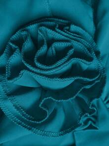 Rometta Plus Size Summer Elegant 3D Floral Ruffle Neck Blouse For New Year Clothes - Green - View 7