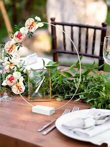 1/5/10 pièces Cerceau floral en métal pour centre de table, anneau de couronne argenté avec supports de support blancs, cerceau floral macramé pour décorations maison DIY et décor de table de mariage, cadeaux pour anniversaire et remise de diplôme - Multicolore - Voir 5
