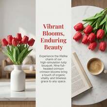 36Pcs Exquisite Realistic Red Artificial Tulip Bouquet, Faux Flowers For Home Decor, Wedding, Party And Multi-Holiday Gift - Red - View 2