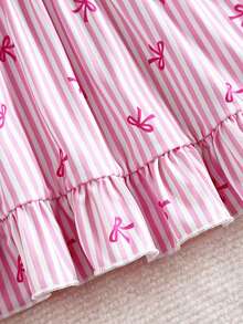 SHEIN Vintaside Kids 2 Stück Baby Mädchen Rosa Cartoon Erdbeere Karomuster Kleid mit süßer Schleife Haarband, 0-3 Monate, weich dehnbar bequem mit Rüschen, geeignet für Ausflüge, Urlaub, Fotografie, Frühling/Sommer Neuankömmling - Pink - Übersicht 5