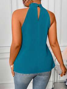 Rometta Plus Size Summer Elegant 3D Floral Ruffle Neck Blouse For New Year Clothes - Green - View 3