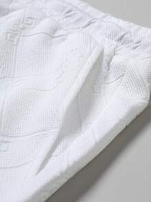 Manfinity Joysei Men's Knitted Jacquard Solid Color Textured Ribbed Collar Sweater Vest Set, Holiday - White - View 5
