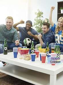 SHEIN 20pcs Football Shaped Keychain Decoration Set Valentine's Day, Valentine's Day Wedding, Birthday, Wedding Supplies, Keychain - Multicolor - View 5