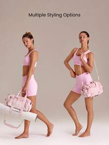 Easy Commute Water-Resistant Shoulder Strap Bag With Clippable Nano Pouch Daily Casual - Pink - View 3