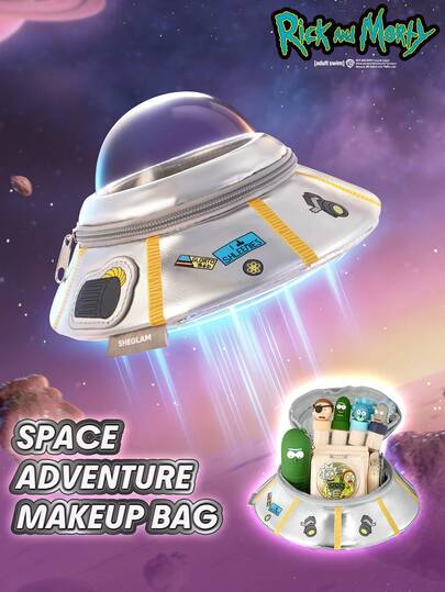 Rick and Morty X SHEGLAM Space Adventure Makeup Bag Brand Beauty Makeup Face Paint Cosmetic For Women Girls Perfect For Spring Summer Ideal For Y2K Fancy Fashion Suitable For Birthday Mother'S Day Gift Rave Party Ready Best Color