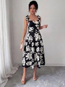 Vestido elegante y romántico para mujer con cintura ceñida y sin mangas - Multicolor 3 - Ver 6