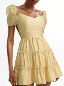 Women Short Dresses - Yellow - View 4