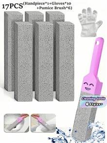 Bộ 17 bàn chải vệ sinh bồn cầu bằng đá bọt (có tay cầm) - Đá vệ sinh phòng tắm giúp loại bỏ cặn vôi, vết gỉ sét và bụi bẩn trên bồn cầu, gạch ốp lát, bồn rửa và bồn tắm. Dụng cụ vệ sinh phòng tắm có tay cầm tiện dụng và đá bọt. Bàn chải vệ sinh phòng tắm và bồn cầu. - Nhiều màu - Xem 3