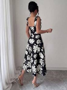 Vestido elegante y romántico para mujer con cintura ceñida y sin mangas - Multicolor 3 - Ver 2