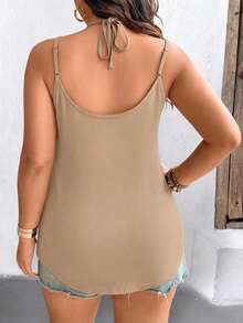 Breezaya Plus Size Solid Color Minimalist Casual Camisole Top - Brown - View 2