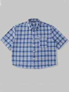 STEELVANCE Men's Casual College Style Denim Short Sleeve Shirt - Baby Blue - View 4