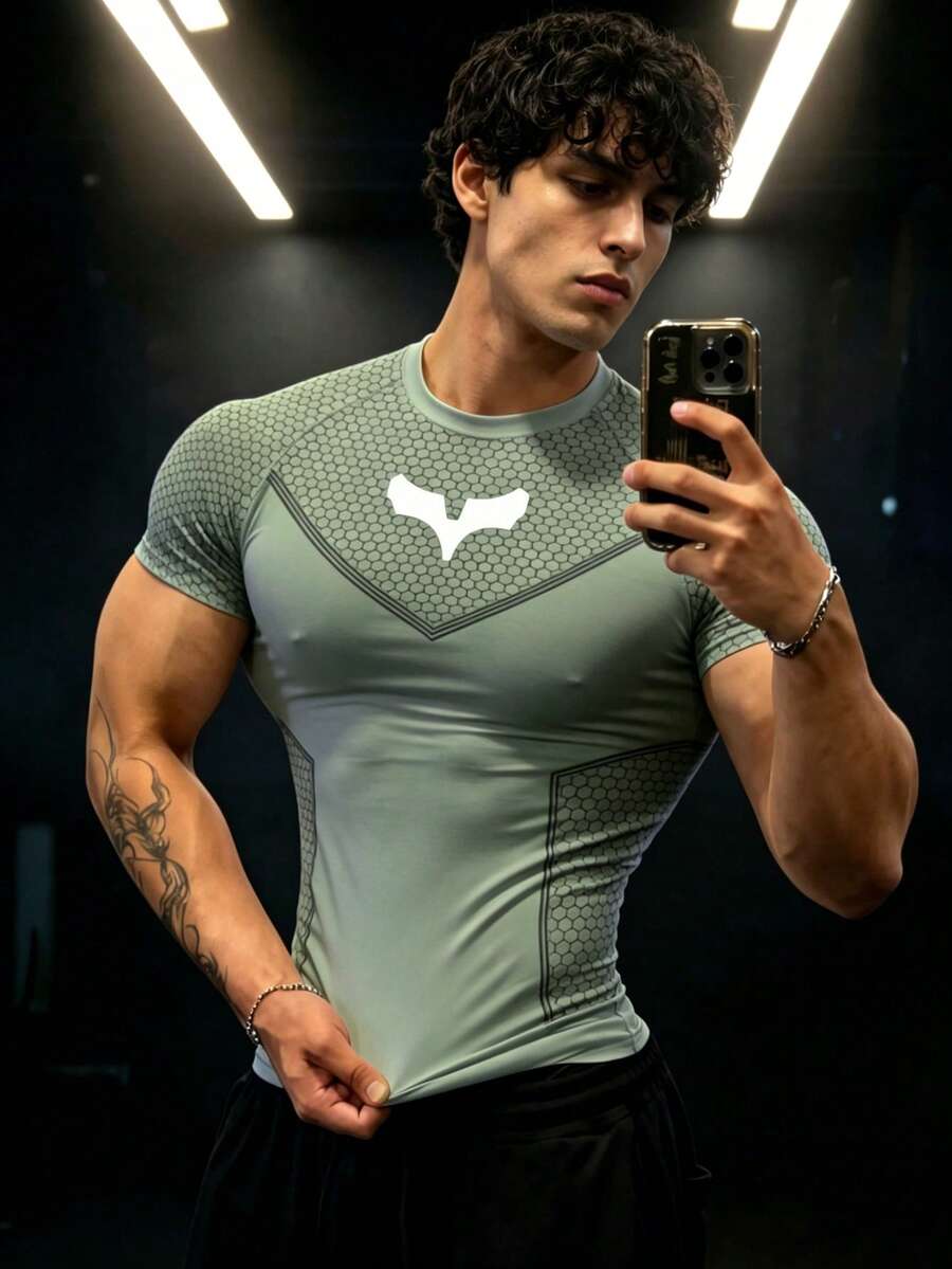 GymBeat Men's Casual Sports Round Neck Short Sleeve T-Shirt, Gym - Multicolor - View 1