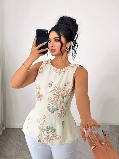 Elenzga Áo vest không tay dáng rộng dành cho nữ, chất liệu vải jacquard màu mơ, họa tiết nơ trang trí, thích hợp cho đi làm, du lịch, các ngày lễ như Lễ Tình nhân, Lễ hội âm nhạc, Ngày của Mẹ, Halloween, Lễ Tạ ơn, Lễ Phục sinh, Ngày Quốc khánh, dạ hội, hẹn hò, đám cưới, các hoạt động ngoài trời.