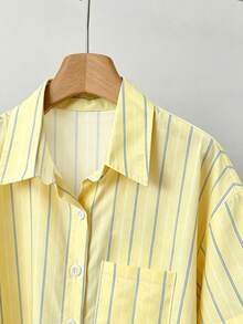 Women's Casual Striped Short Sleeve Shirt, Summer - Multicolor - View 3