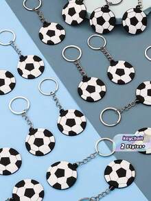 SHEIN 20pcs Football Shaped Keychain Decoration Set Valentine's Day, Valentine's Day Wedding, Birthday, Wedding Supplies, Keychain - Multicolor - View 2