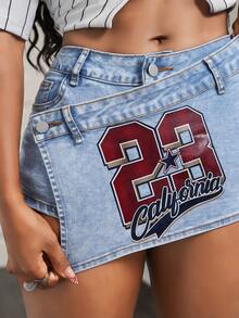 BamGleam Quần short denim thường ngày dành cho nữ - Màu xanh lam - Xem 7
