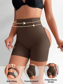 SHEIN Women's Shapewear Bottoms, Tummy Control Briefs - Brown - View 1