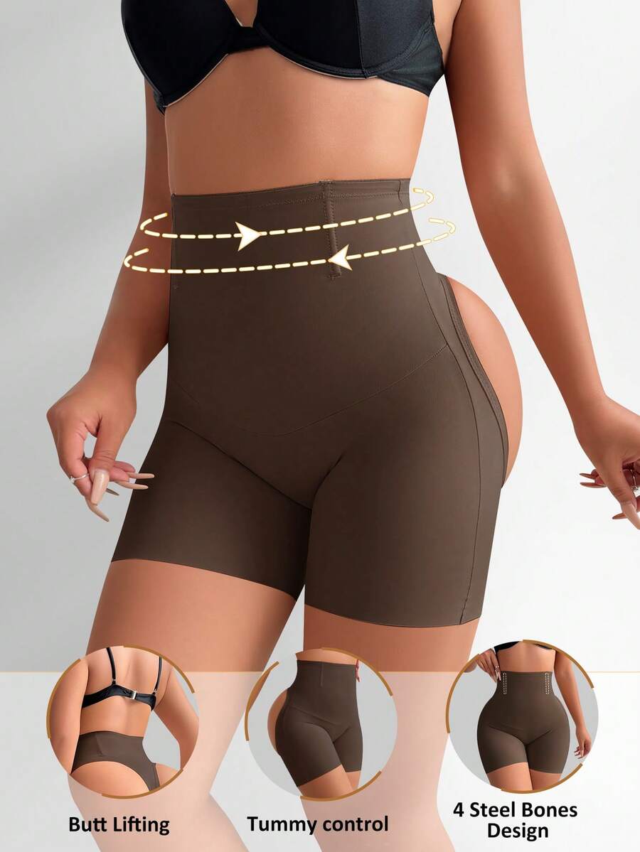 SHEIN Women's Shapewear Bottoms, Tummy Control Briefs - Brown - View 1