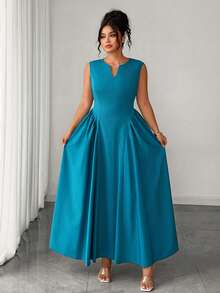 Celure Plus Size Women's Elegant Brown Summer Maxi Dress, Ruched Sides A-Line Wedding Gym Party Dress, Short Sleeve Textured Fabric Resort Dress For Prom - Teal Blue - View 3