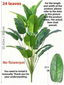 大型人造天堂鳥樹，配有熱帶風仿真香蕉葉、大片葉片與塑膠棕櫚葉，適合居家與花園裝飾，組裝前後外觀可能略有差異，材質：PU（聚氨酯） - 綠色 - 查看 9
