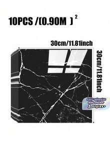 10 pièces 0,9 m² Papier contact auto-adhésif imperméable, imitation carrelage céramique noir et marbre, pour la rénovation murale, la décoration, étanche, panneau aluminium-plastique. Saint-Valentin, mariage de la Saint-Valentin, anniversaire - Multicolore - Voir 3