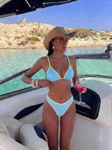 Swim Mod Bộ bikini hai mảnh buộc dây cổ gợi cảm mùa xuân/hè 2026, thích hợp cho kỳ nghỉ. - Nhiều màu - Xem 1