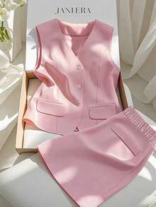GlowEve CURVE Plus Size Women Solid Color Vest & Shorts Set - Dusty Pink - View 1