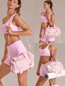 Easy Commute Water-Resistant Shoulder Strap Bag With Clippable Nano Pouch Daily Casual - Pink - View 8